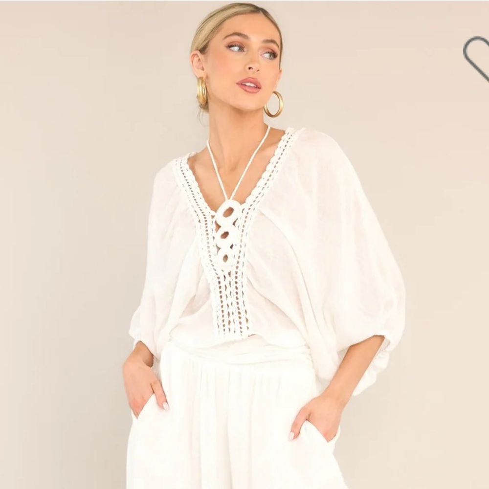 NWT white boho crochet style summer top
